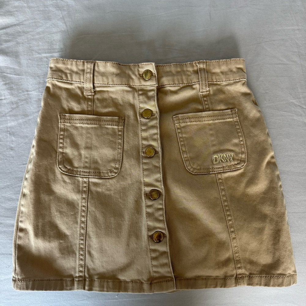 DKNY Tan Button-Front Skirt